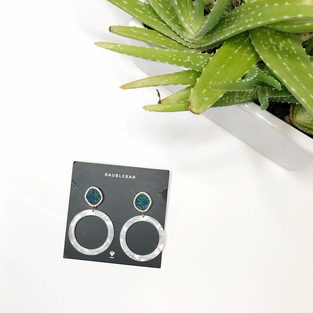 BaubleBar Devinne Druzy Resin Hoop Earrings